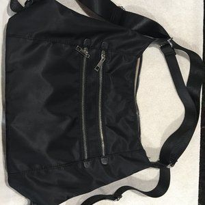 Sondra Roberts Squared Black Convertible Nylon Hobo/Shoulder/Backpack